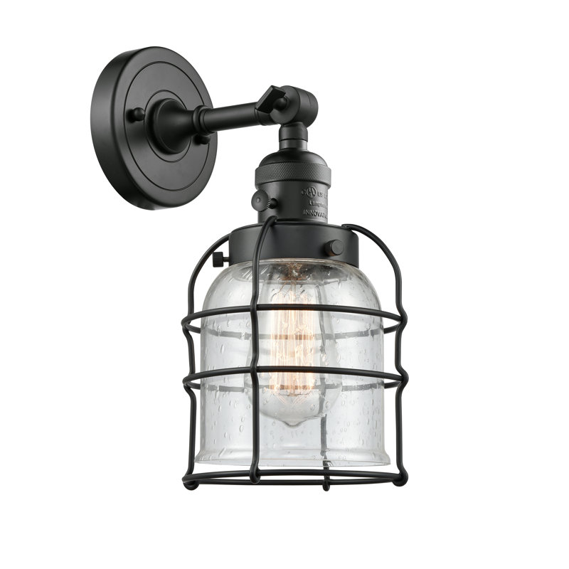 Bell Cage - 1 Light 6" Sconce, Matte White Cased, No Bulb Included, Matte Black