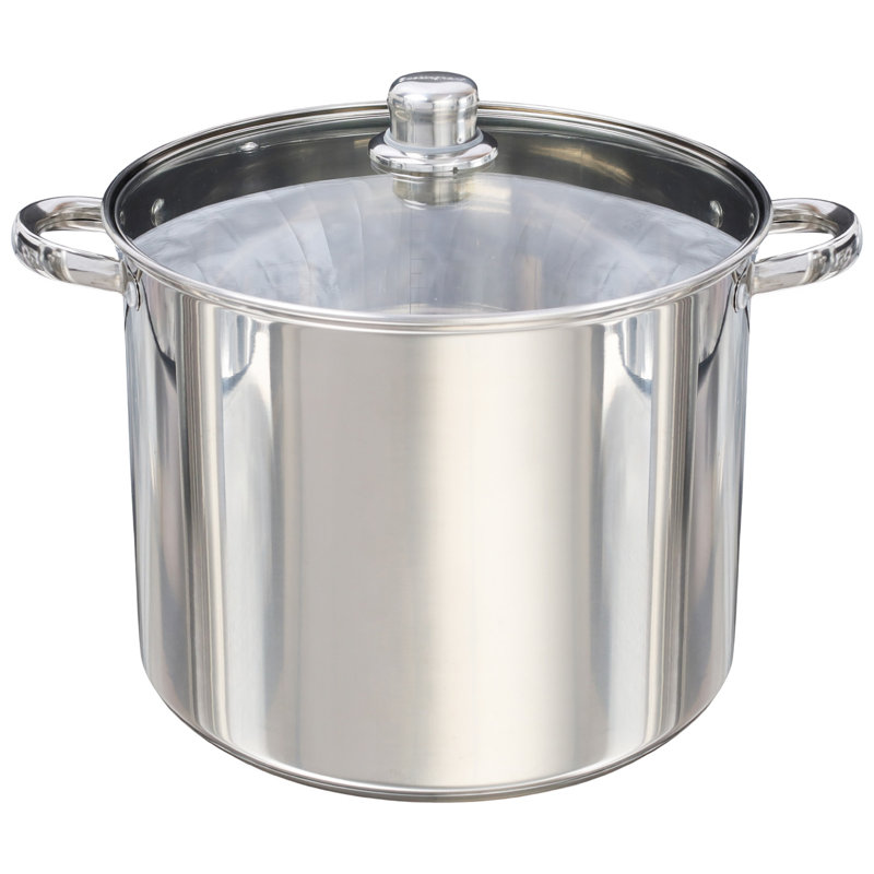 Buckingham Deep Induction Stainless Steel Stock Pot with Glass Lid, 13.5 L