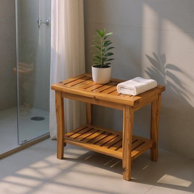 Tabouret de spa à 2 niveaux avec rangement et pieds antidérapants Everwood