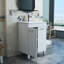 Meuble-lavabo de 24 po avec lavabo, portes doubles avec charnières à fermeture en douceur, armoire de salle de bain avec tablette ajustable, poignée en métal, lavabo en céramique, pieds argent réglables, blanc brillant
