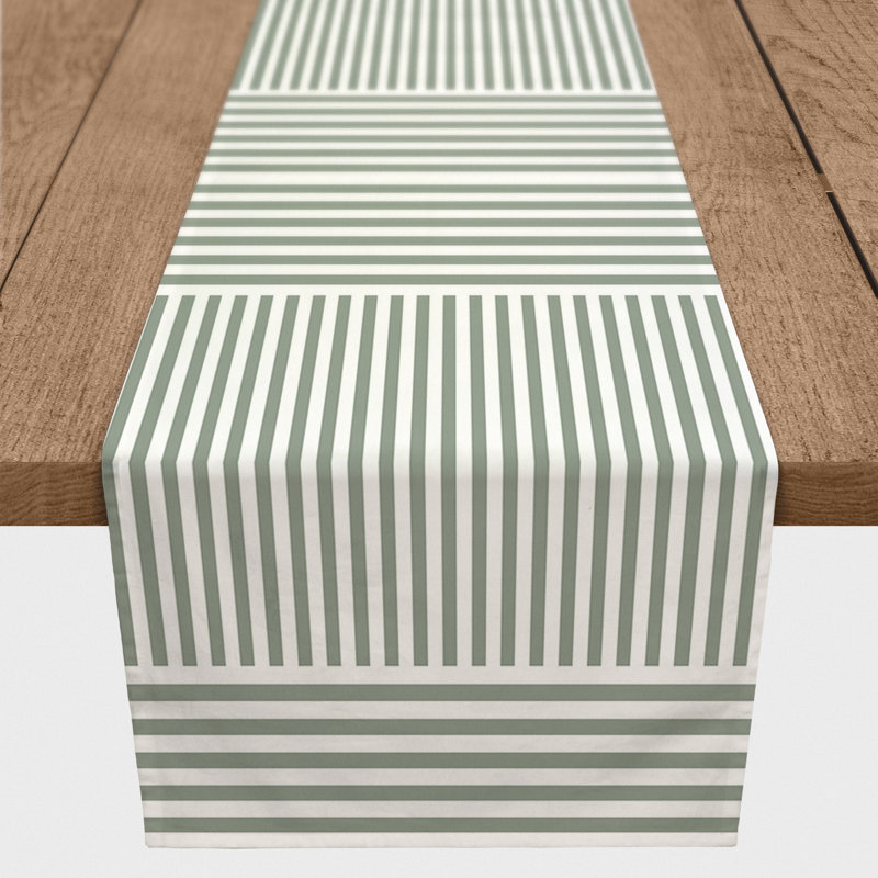 Ardenti Striped Table Runner, 72" x 16", Green