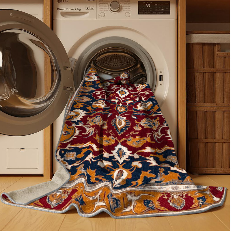 Tapis brun Tabriz lavable à la machine