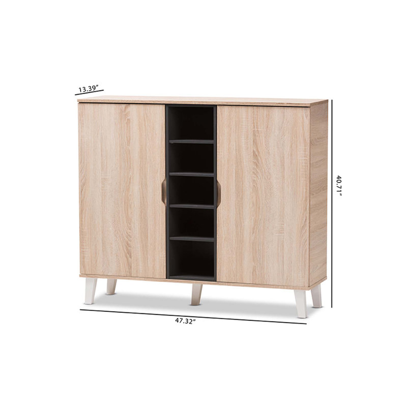Rangement à chaussures pour 15 paires Valina, 2 portes brun clair / grises