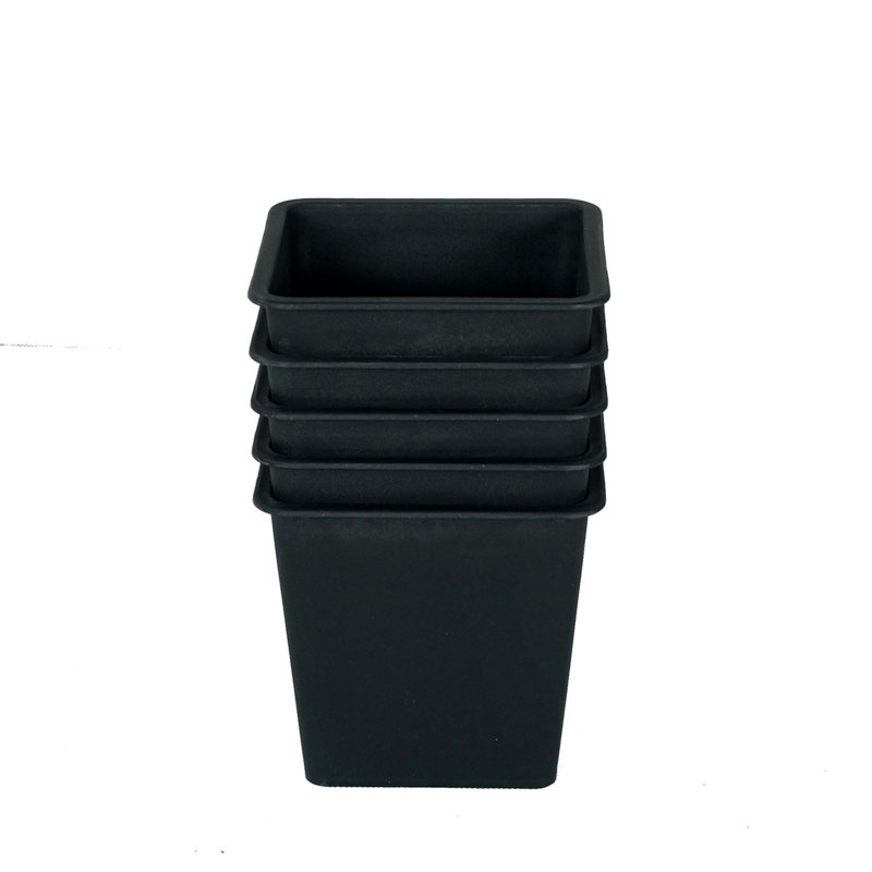 Pot de plante de jardin 5 po carré - pots de jardin en plastique avec drainage (paquet de 5), H 4,7 po x l 5 po x P 5 po