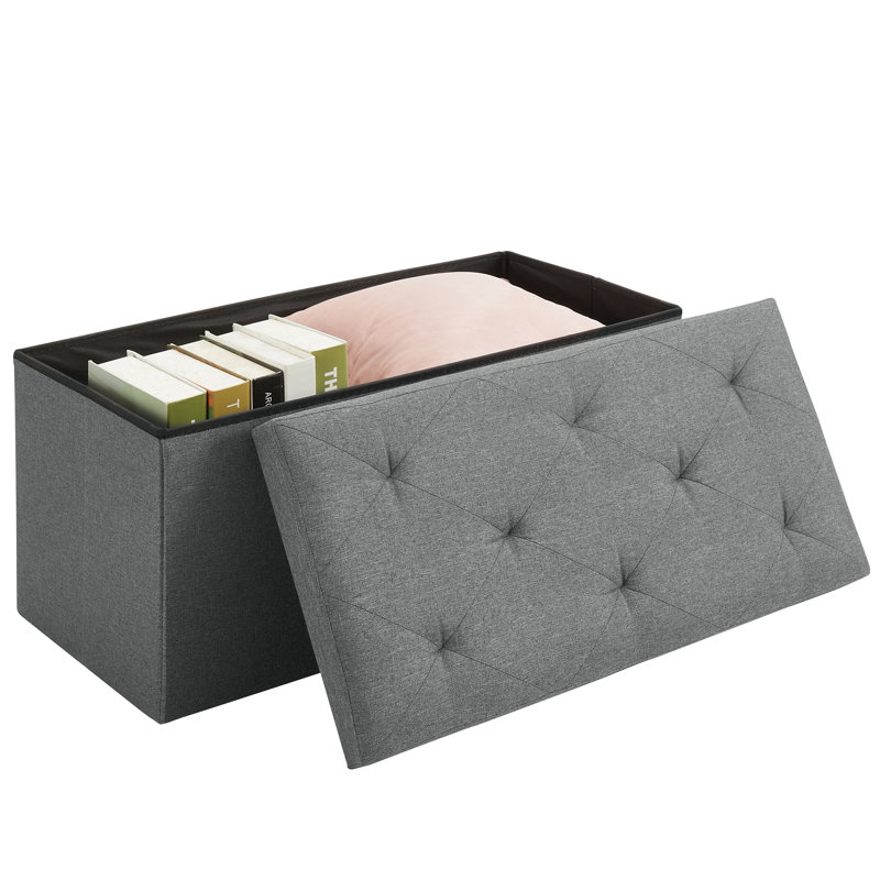 Artesian Upholstered Ottoman, Dark Grey Polyester Blend