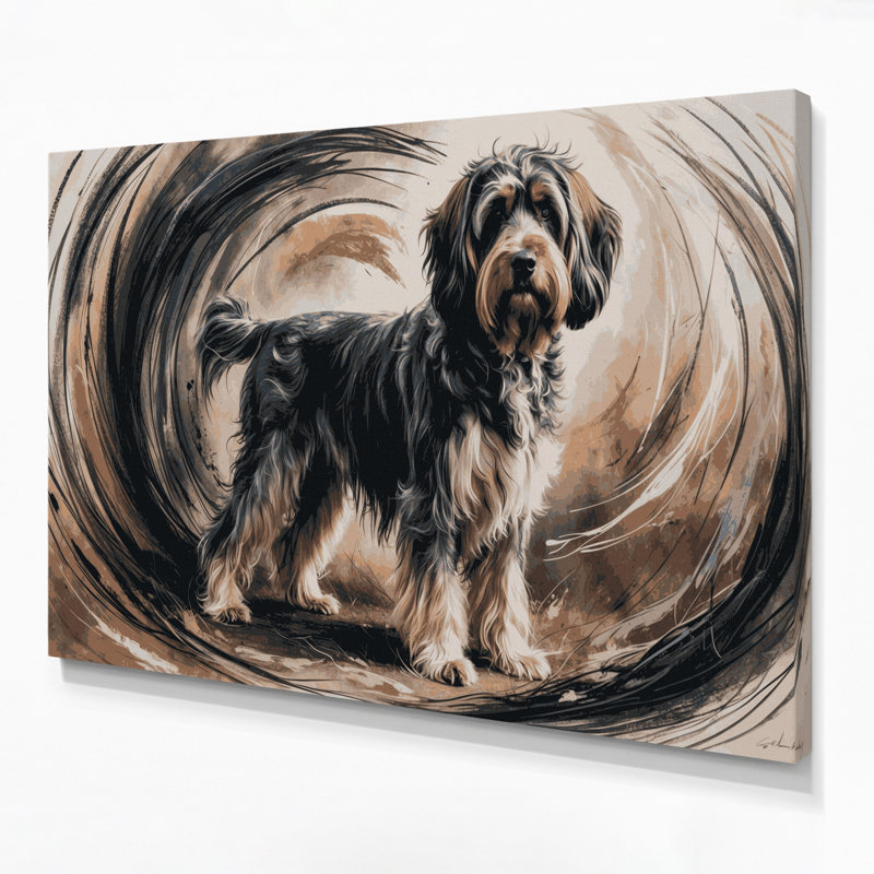 «Dogs Bouvier des Flandres», art mural sur toile grise, H 11 po x l 14 po