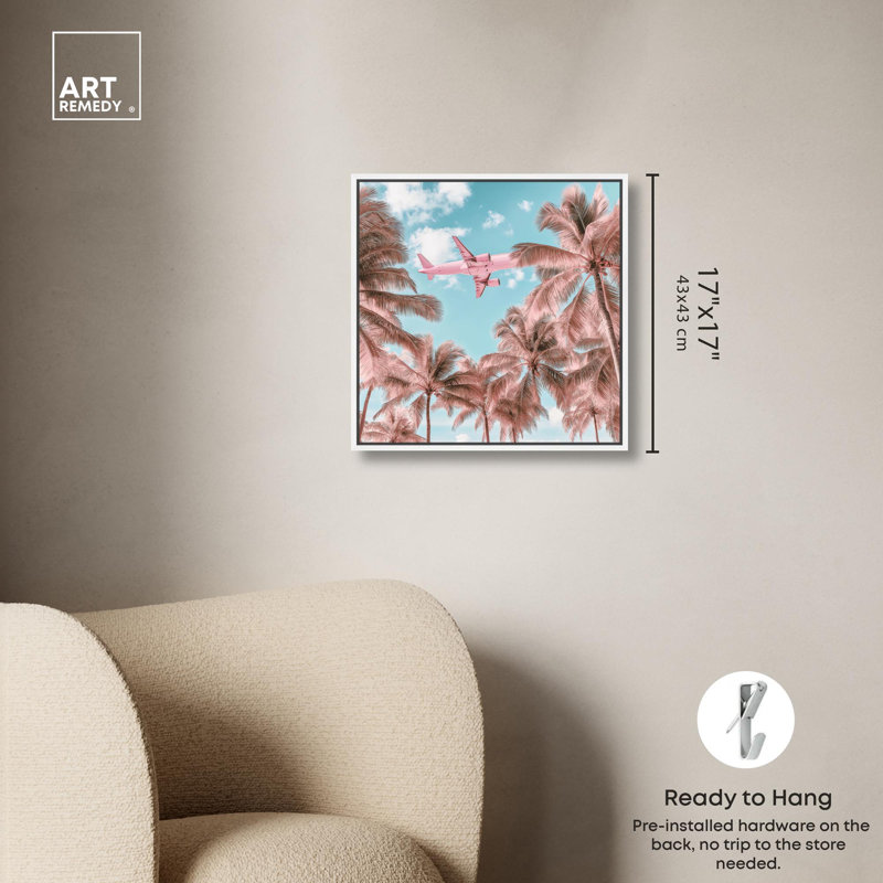 «Jet Set to Paradise» Glam Beach Art par Art Remedy, H 17 po x l 17 po, Reproduction encadrée sans passe-partout, Blanc