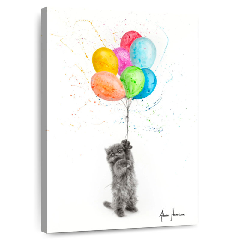 Brampt, le petit chaton et les ballons, H 36 po x l 24 po