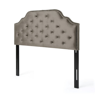 Button tufted design headboard with nailhead trim by House of Hampton