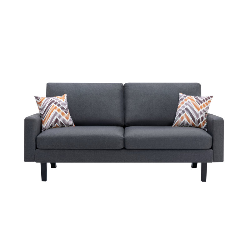 Petar 70'' Upholstered Sofa, Dark Gray Linen, Espresso