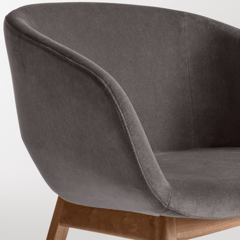 Chaise de travail hôte en velours tempête, Noyer, Velours tempête