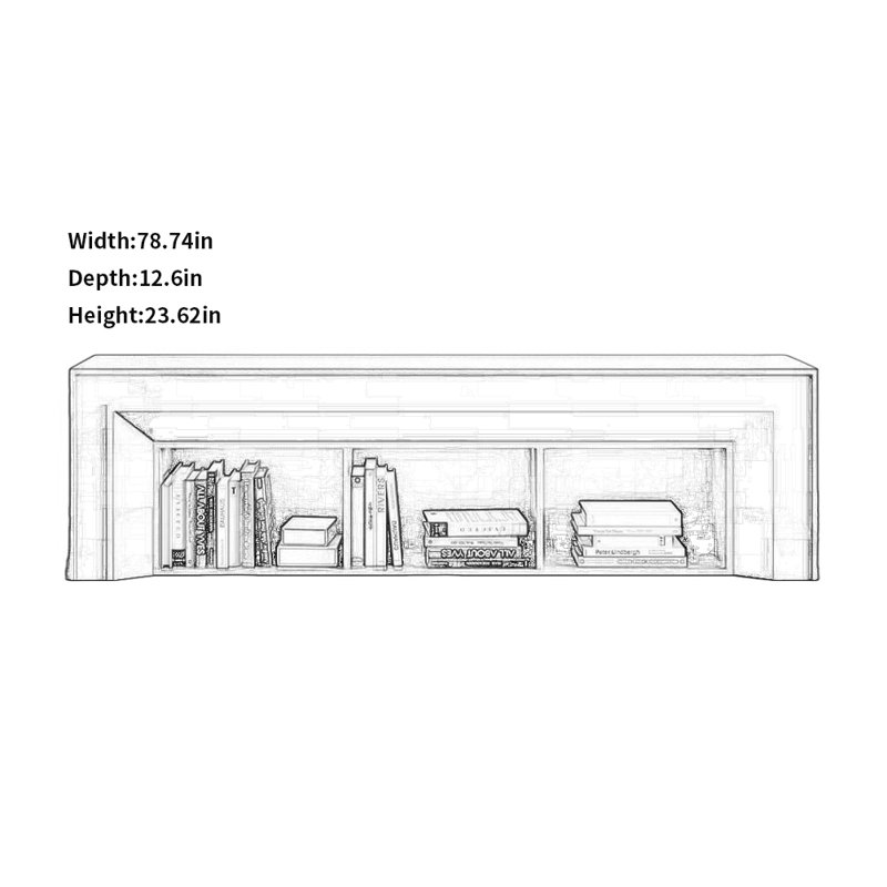 Meuble télé Minimalist Creative, H 23,62 po x L 78,74 po x l 12,6 po, Blanc