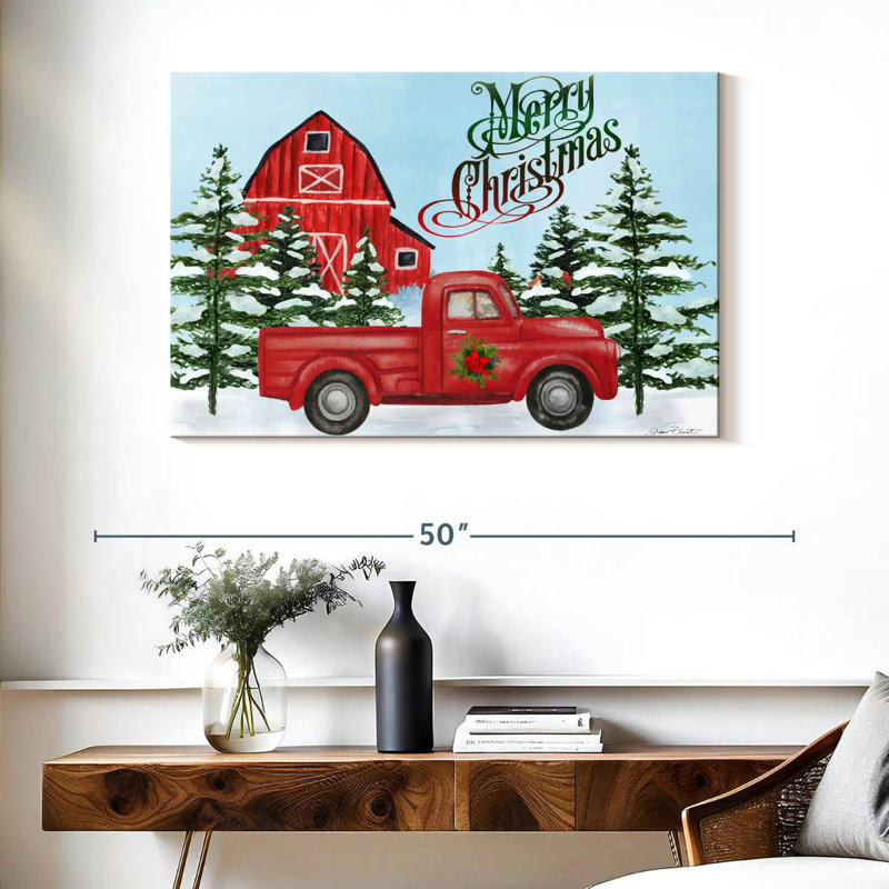 Grange et camion de Noël, H 26 po x l 39 po