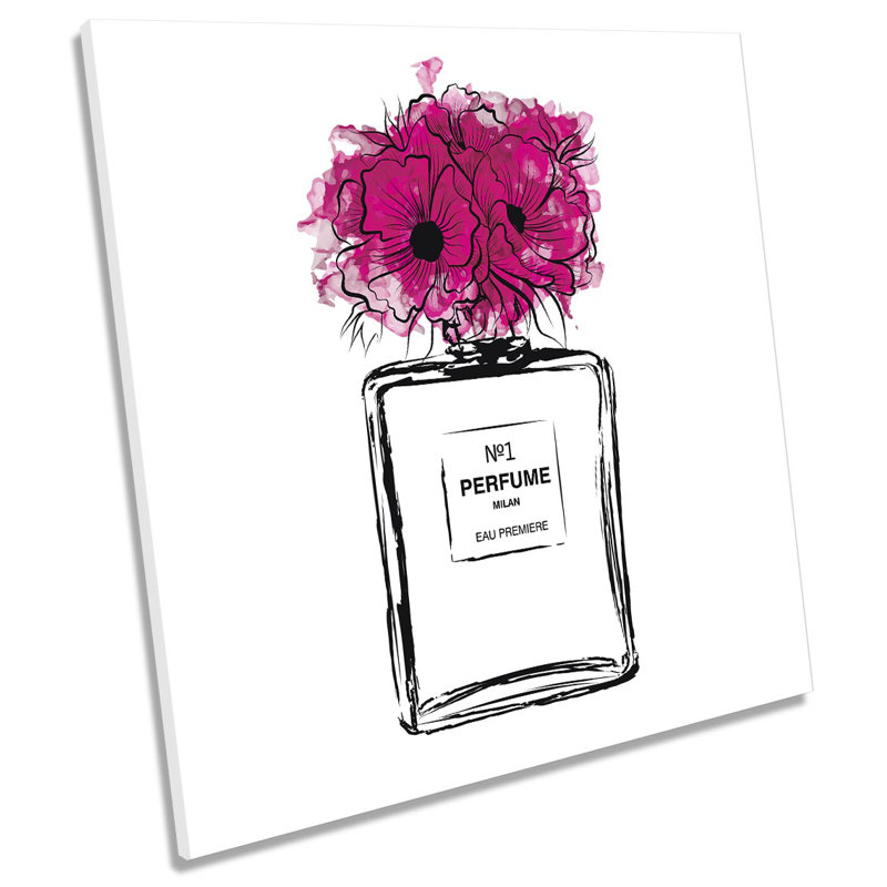 Z6269 Perfume Bottle Flowers Picture - Wrapped Canvas Print, 40.6cm H x 40.6cm W x 2cm D
