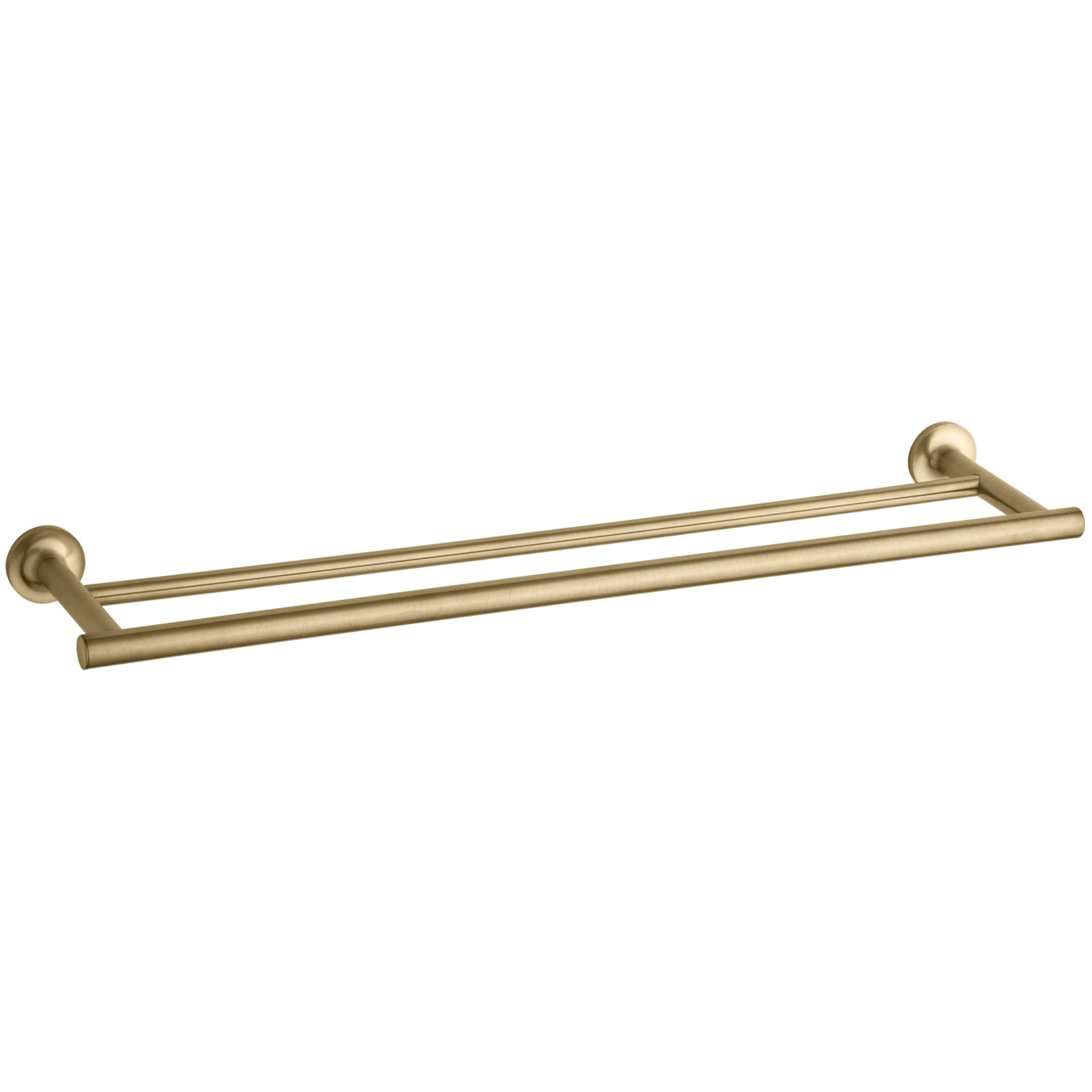 Purist Double 24" Wall Mounted Towel Bar, Vibrant Brushed Moderne Brass