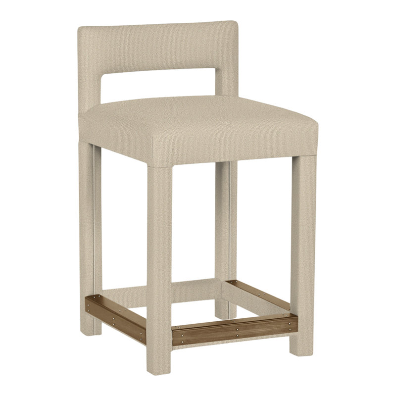 Utica By Thom Filicia Upholstered Counter Stool with Solid Wood Frame, Hampton, Lin Tuck