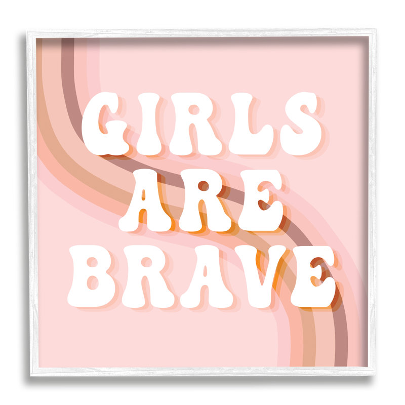 «Girls Are Brave Bold Retro», Cadre blanc, H 12 po x l 12 po x P 1,5 po