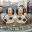Small Black Staffordshire Style Basket Dog Figurines Pair-1439099937
