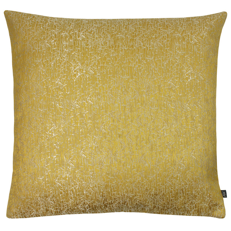 Calhoun Abstract Sun Yellow/ Gold Square Cushion, Feathers, Slate/Steel