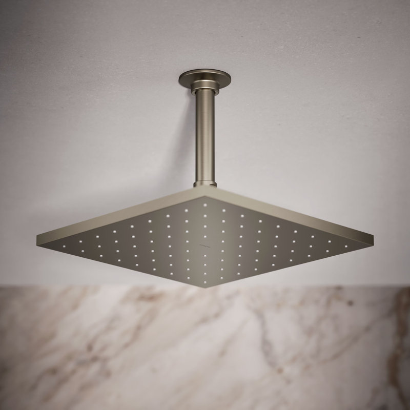 Contemporary Multi Function Rain Shower Head, Vibrant Brushed Nickel, Square, 1.75 GPM