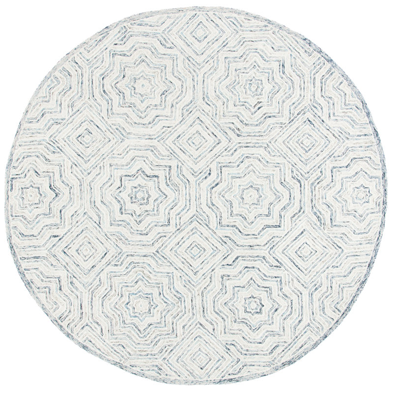 Daniel Hand Tufted Wool Geometric Rug, Round 7'