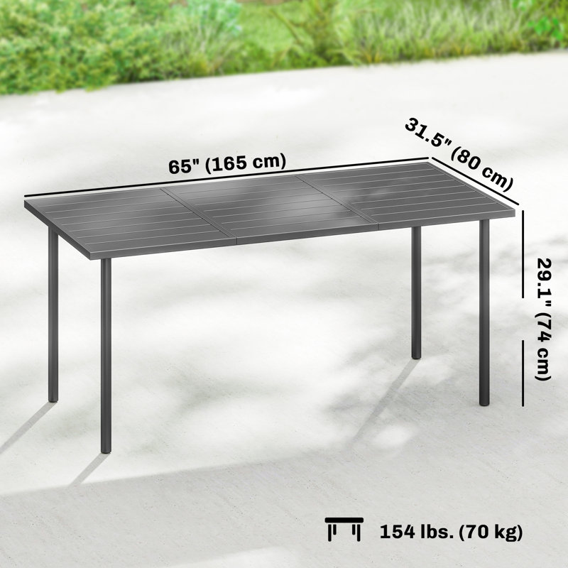 Table de salle à manger d'extérieur 65 "x 31,5" pour 6 personnes, table de patio