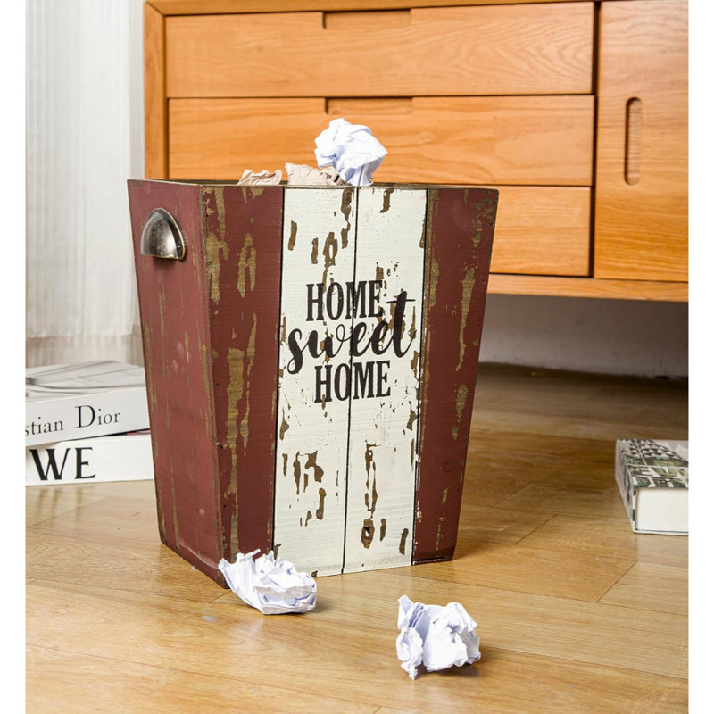 Farmhouse Rectangular Rustic Trash Bin
