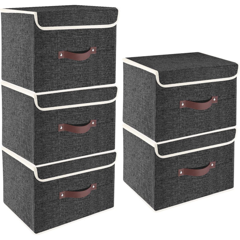 Longshore Tides Fabric Box, Black