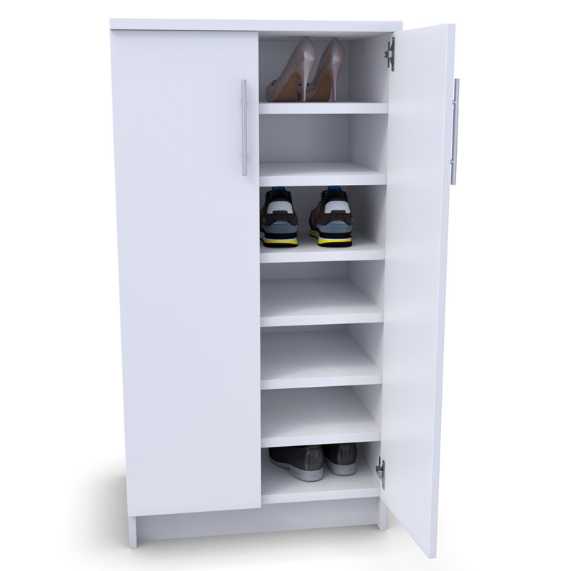 14 Pair Shoe Storage Cabinet, White