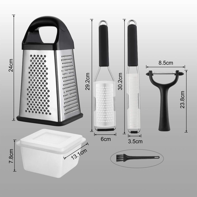 https://assets.wfcdn.com/im/09232054/resize-h755-w755%5Ecompr-r85/2436/243611611/Box+Grater+Set+Of+5%2C+4-Sided+Stainless+Steel+Cheese+Grater+With+Y-Peeler%2C+Cleaning+Brush+And+Storage+Container+For+Parmesan+Cheese%2C+Ginger%2C+Lemon%2C+Nutmeg%2C+Chocolate%2C+Vegetables+And+Fruit.jpg