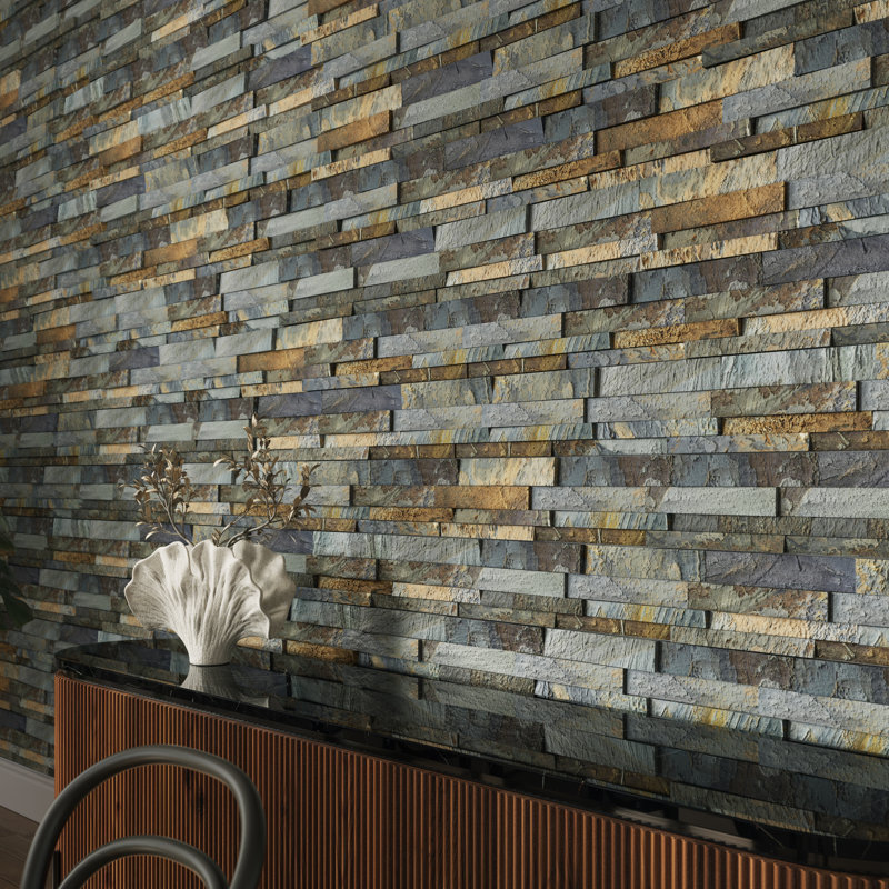 Lignes linéaires 6 po x 12 po Carrelage mural en quartzite, Coucher de soleil