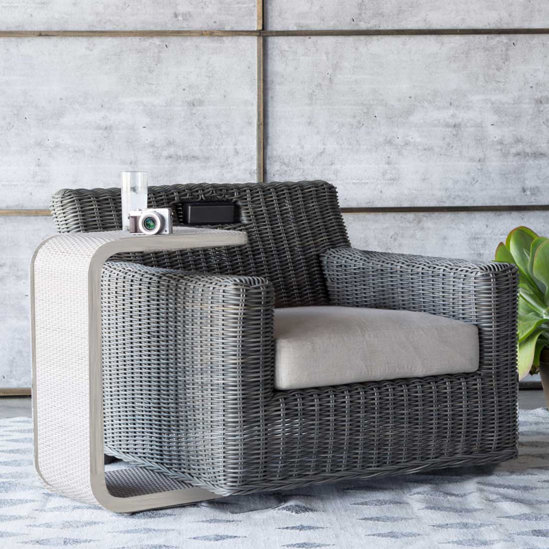 Rustic Woven Swivel Lounge And Speaker Slate Gray, No Welt, Dove Sunbrella® Linen, Slate Gray