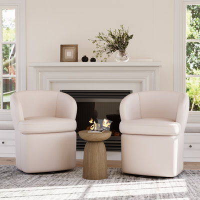 Faux Leather Swivel Accent Chair (Set of 2) by Latitude Run