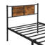 Cadre de lit simple en métal de taille XL, tête de lit avec décoration en bois