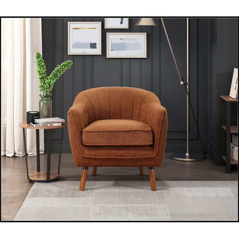Fauteuil en chenille rouille à 4 pieds, Rouille