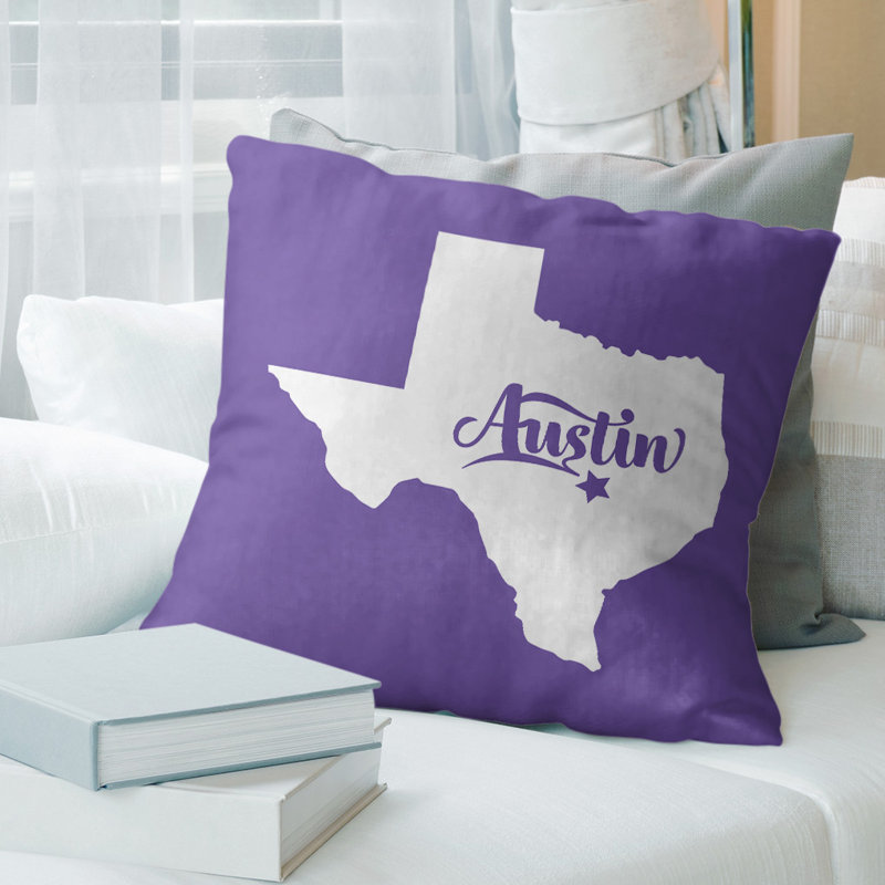 Cotton Blend Reversible Throw Pillow, 16" x 16", Purple, Austin