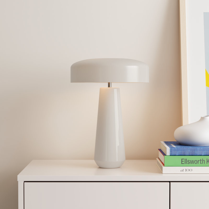Hardacre Ceramic Table Lamp, Matte White/Champagne Gold