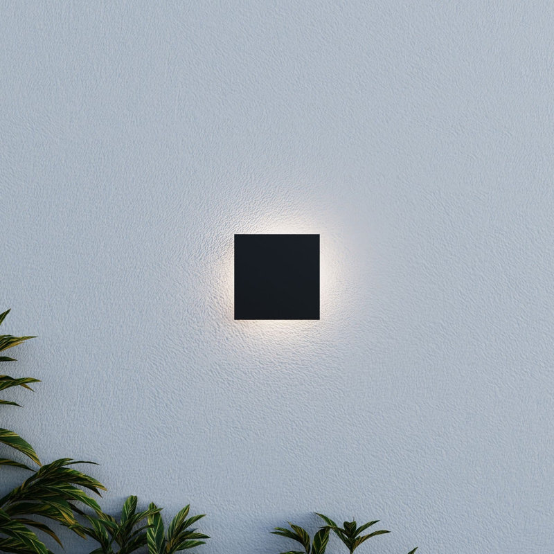 LP Aluminium LED Flush Mounted Sconce, Textured Black, 7" H x 7" W x 1.5" D, Square