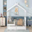 Lit double pleine grandeur en bois avec tiroirs, blanc