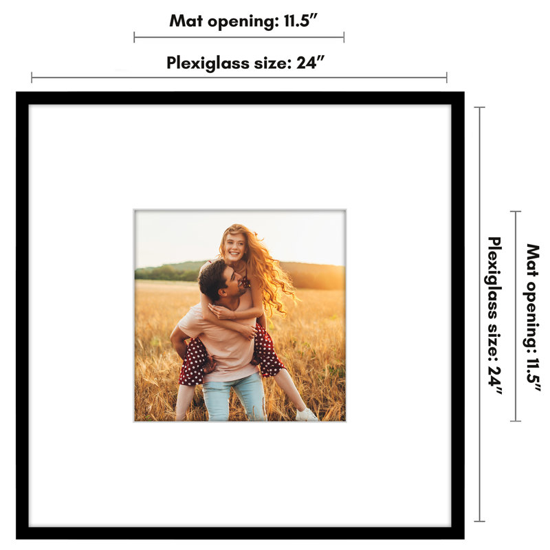 Picture Frame with Oversized Mat - Gallery-Style Frames for Photos or Artwork - Multiple Sizes, 12" x 12", 24" x 24"