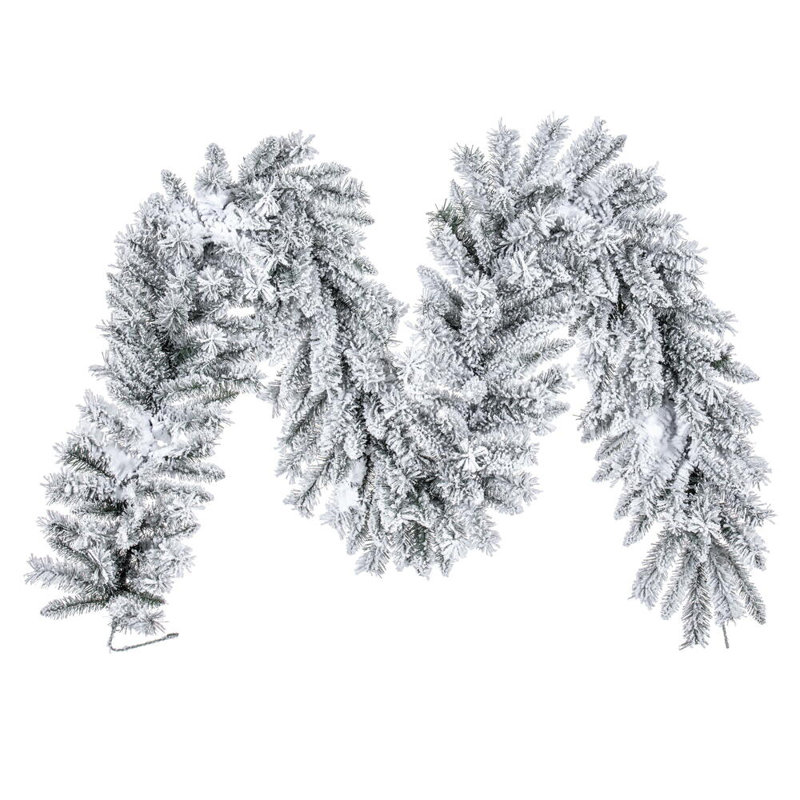 9' x 14" Flocked Utica Fir Artificial Unlit Garland with 230 Realistic Flocked PVC Tips