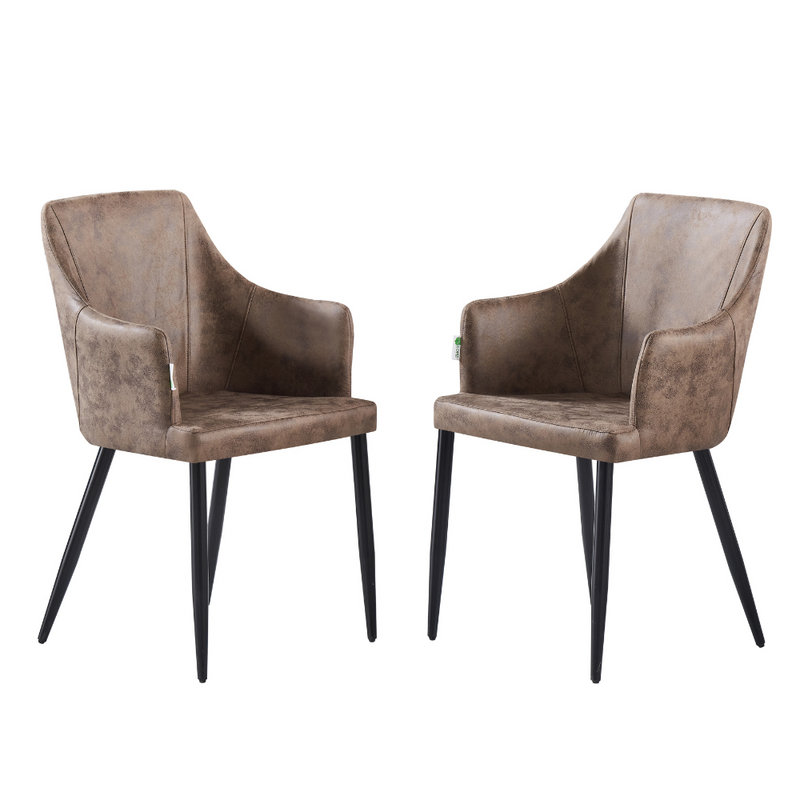 Lehmann Faux Leather Dining Chairs - Ergonomic back with Strong Metal Legs - Modern Armchair for Dining Room Living Room Restaurants