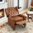 31.1" Wide Classic Top Grain Leather Push Back Recliner With Wingback Design-808169354