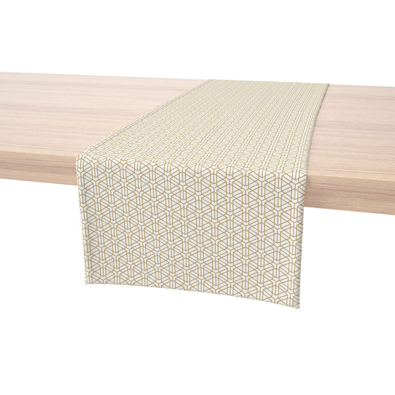 Table Runner, 100% Cotton, 16X108", Geometric Golden Design, 72" L x 16" W