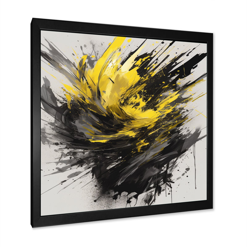 «Evolving In Yellow Gray», impression sur toile encadrée, Cadre photo noir, H 16 po x l 16 po x P 1 po