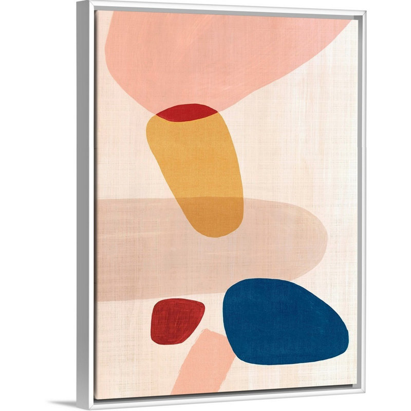 Reproduction d’art sur toile rose Pebbles I par Eva watts, 26" H x 20" W x 1.75" D, Cadre blanc