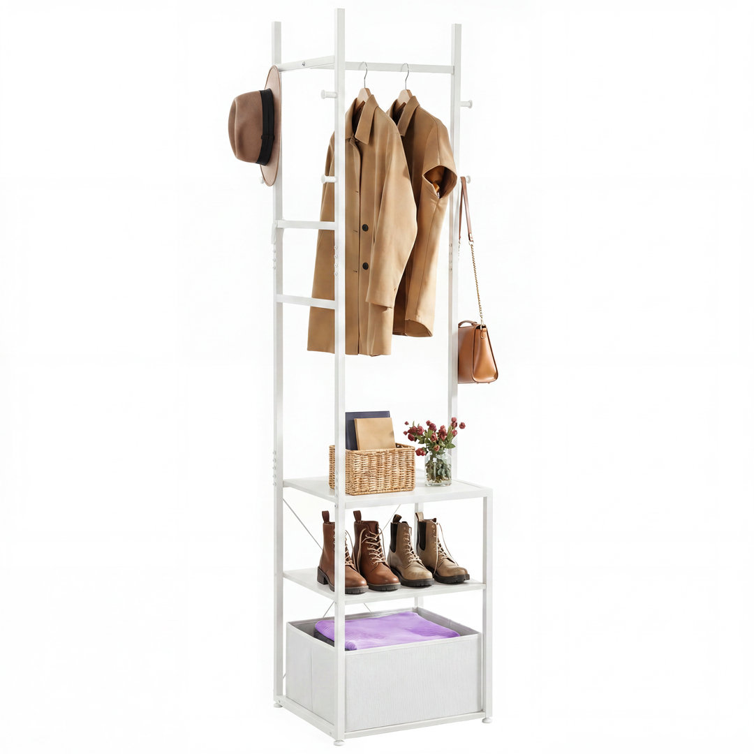 Industrial Entryway Coat Rack with Drawer & 2 Shelves