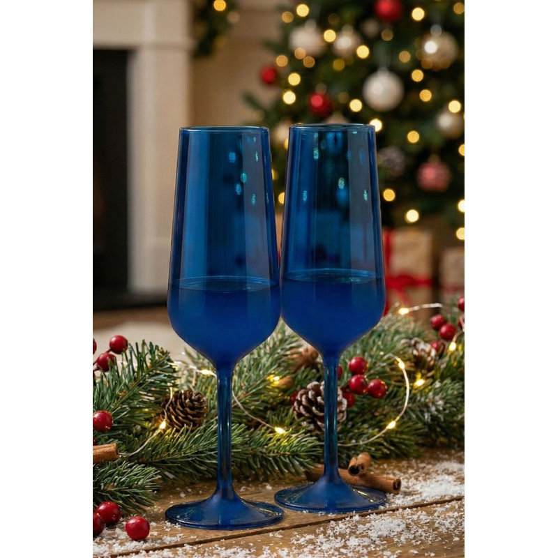 Champagne Glass Set, Blue