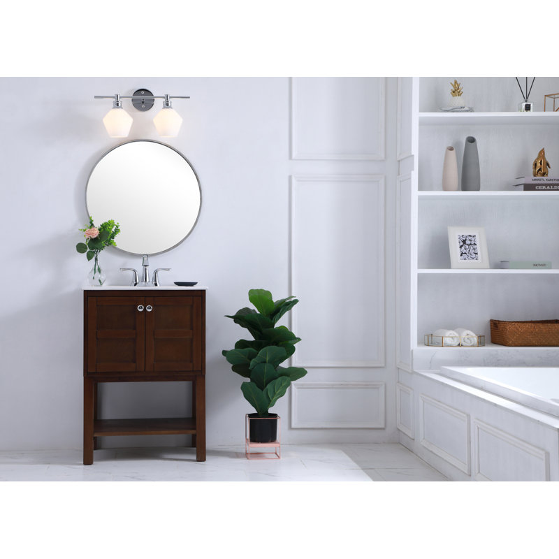 Gene light glass Wall sconce, 2 Lights, Chrome, White