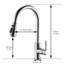Robinet de cuisine rétractable, nickel brossé, laiton à poignée simple, activation tactile, option d'économie d'eau